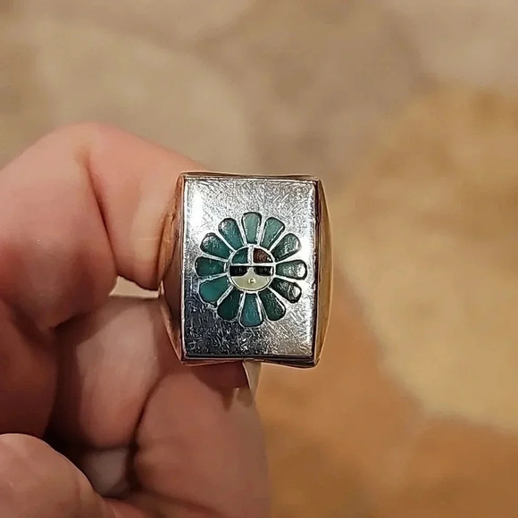 Vintage Zuni Sun God Ring Sz 11 - Picture 1 of 2